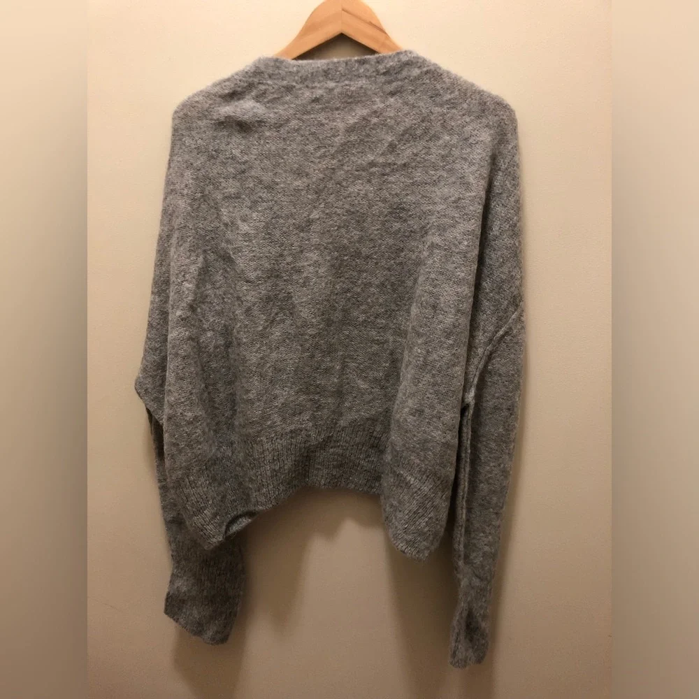 Free People Textured Grey Alpaca Blend Cardigan Medium - Picture 5 of 8